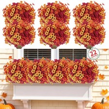 Powbrace 22 Pack Artificial Fall Flowers Mums for Outdoor IndoorFall Mix