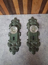 Decorative Ornate Antique Green Wall Door Knobs Plates With Keyhole Cast Iron...