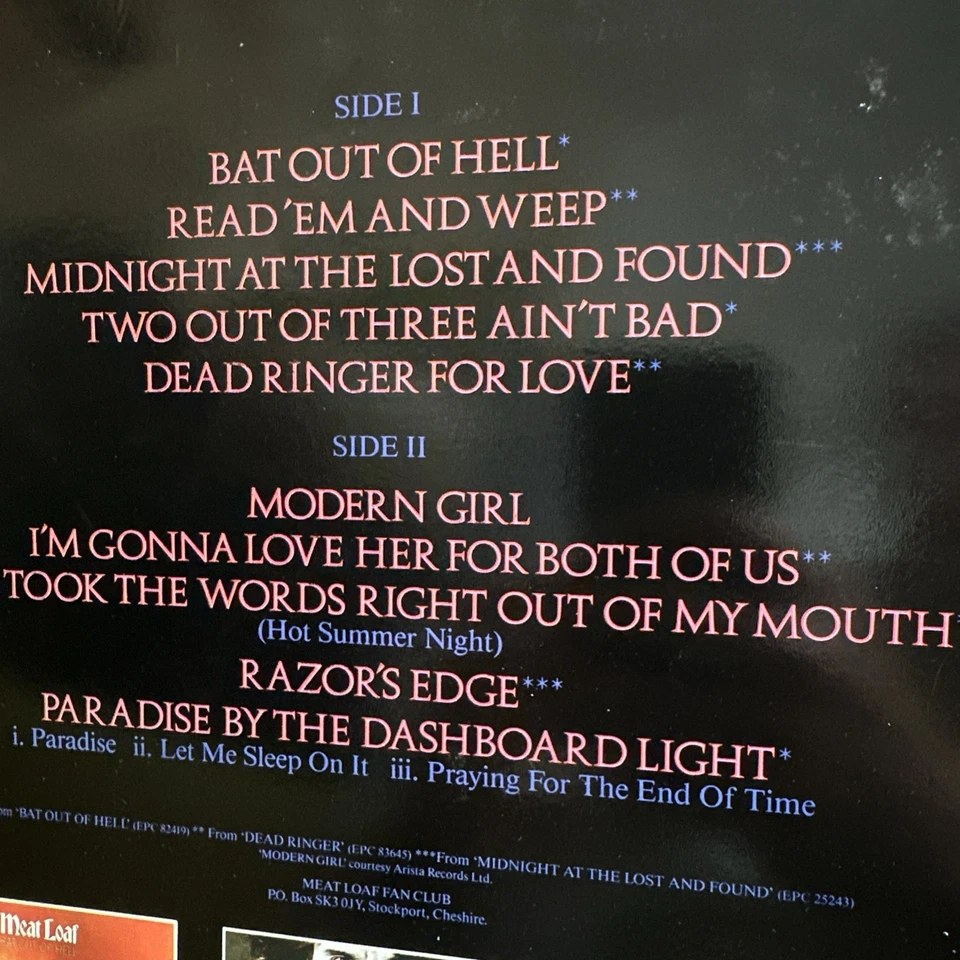 MEAT LOAF - HITS OUT OF HELL (1984 LP) 1ST UK PRESS Bat Out Of Hell, Dead Ringer - Image 3 of 4