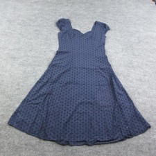 Express Dress Womens L Blue Fit & Flare Sweetheart Lined Eyelet Embroidered NWT