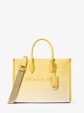 Michael Kors Mirella MD Ombre Logo Tote Bag  Crossbody Strap Purse East West.