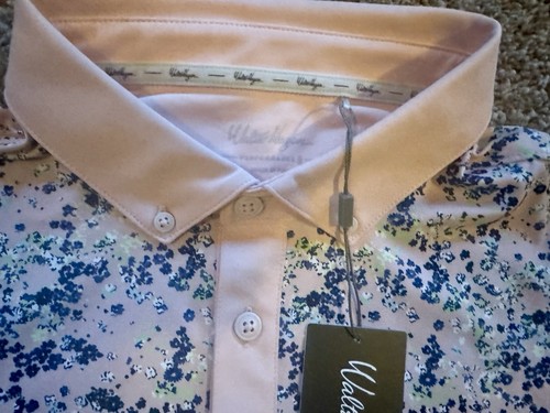 Walter Hagen Performance 11 Novelty Print Golf Polo Garden Party Pink Mens L NWT - Picture 3 of 4