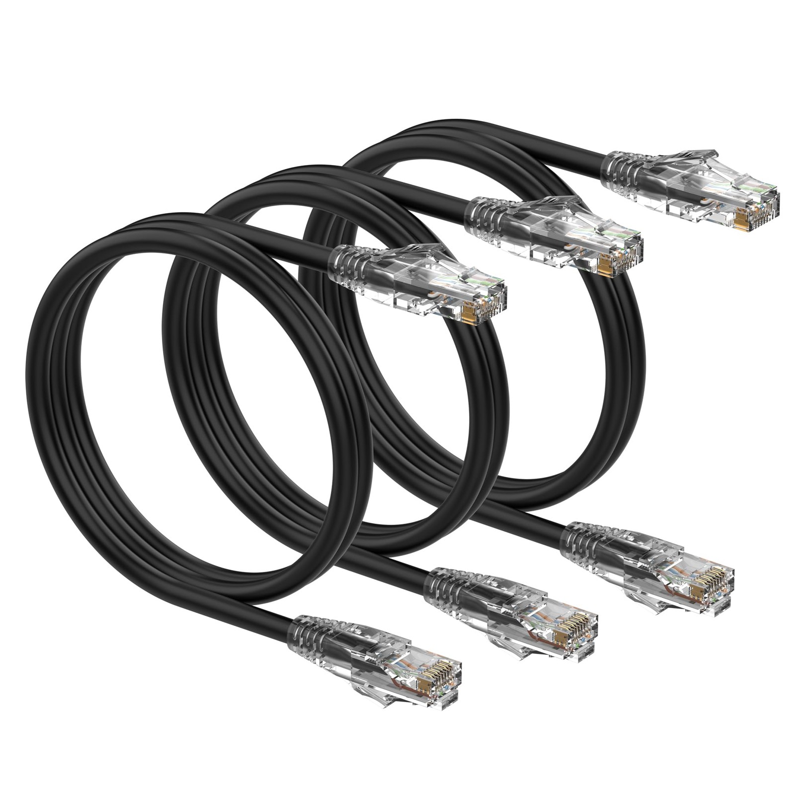 5ft Cat6 Ethernet Cable 3-Pack, Solid Copper Patch Cord, High-Speed Internet Network Cable