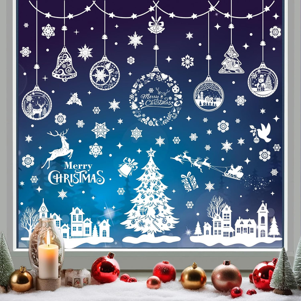 Weihnachtsdeko, 244 StüCk Fensterbilder Weihnachten Selbstklebend, Wiederverwend-image