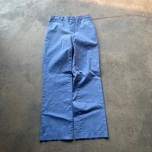 Vintage 70s 80s High Waisted Blue Trousers Straight Leg Chambray Pants 26 Waist