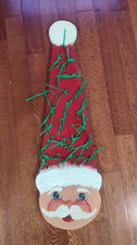 VTG Handmade Hand Painted Wood Santa 23"x7"x1" Signed Folk Art