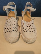 NUEVO CON ETIQUETAS Tommy Bahama Alpargata Ojales Beige Cuña Sandalia Talla Boho Sandalia 7.5
