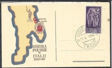 1945-46 CORPO POLACCO  5L SOCCORSO SU CARTOLINA OSIEDLA POLSKIE W ITALII