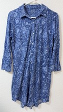 Lauren Ralph Lauren Blue Paisley His Shirt Night Gown Long Sleep Shirt Sz M