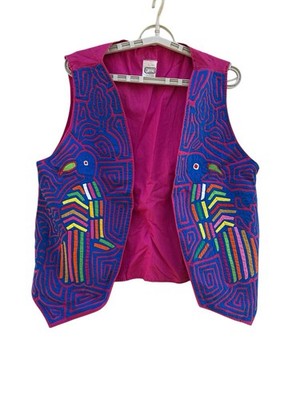 Vintage Molas Panama Colorful Vest Bird 