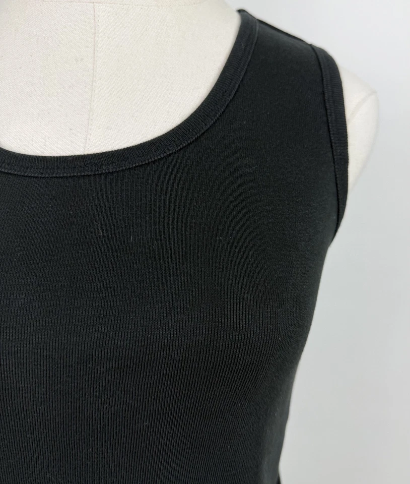 Camiseta sin mangas vintage años 90 para mujer pequeña desteñida negra mezcla de algodón básica minimalista Foto 3 de 4