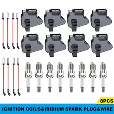 8 Pack Square Ignition Coil & Spark Plug Wire For Chevy GMC 4.8L 5.3L 6.0L 8.1L