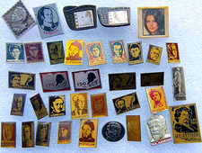Vintage Enamel Pins Lot 20 Soviet Historical Figures Writers Artists Badges