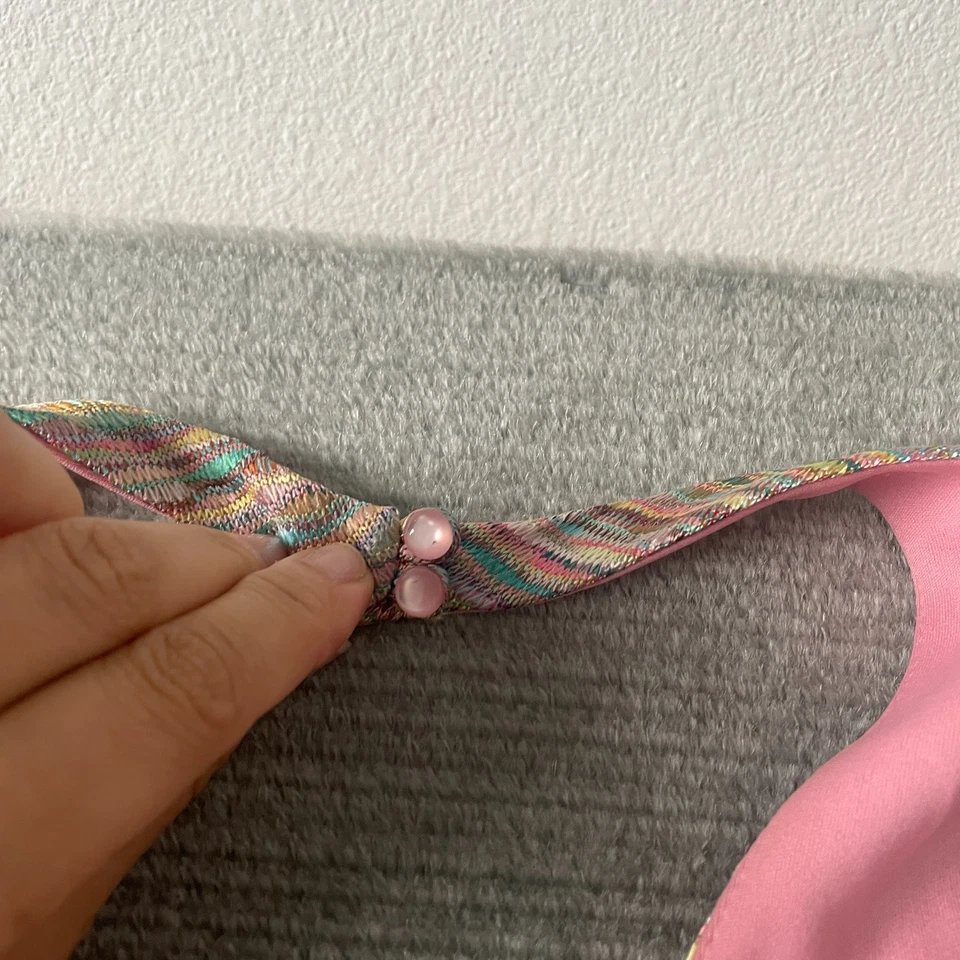 Vestido De Colección Y2K Mujer XL Rosa Zig Zag Tejido Halter Hada Coqueta Mujer Coqueta Foto 3 de 4