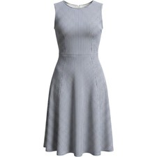 J.Crew Blue White Seersucker Stripe Fit and Flare Dress Sleeveless Size 4 F0984