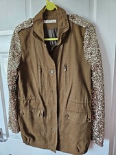 Vera & Lucy Size S Ladies Brown Jacket Sequined Sleeves