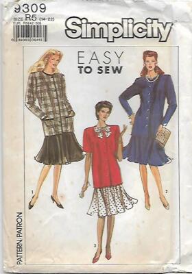 C269 SIMPLICITY 9309: TOP & SKIRT SIZE 14-22 SEWING PATTERN