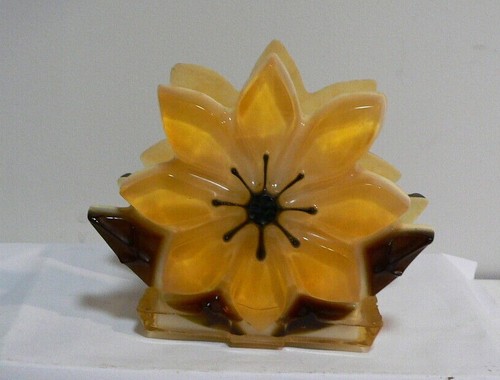 Vintage Retro MCM Lucite Acrylic Daisy SunFlower Napkin Letter Holder 1960's - Picture 9 of 9