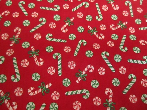 VTG Cotton Fabric Cranston Print Works Peppermints Candy Canes Tossed 1yd x44 - Picture 4 of 6