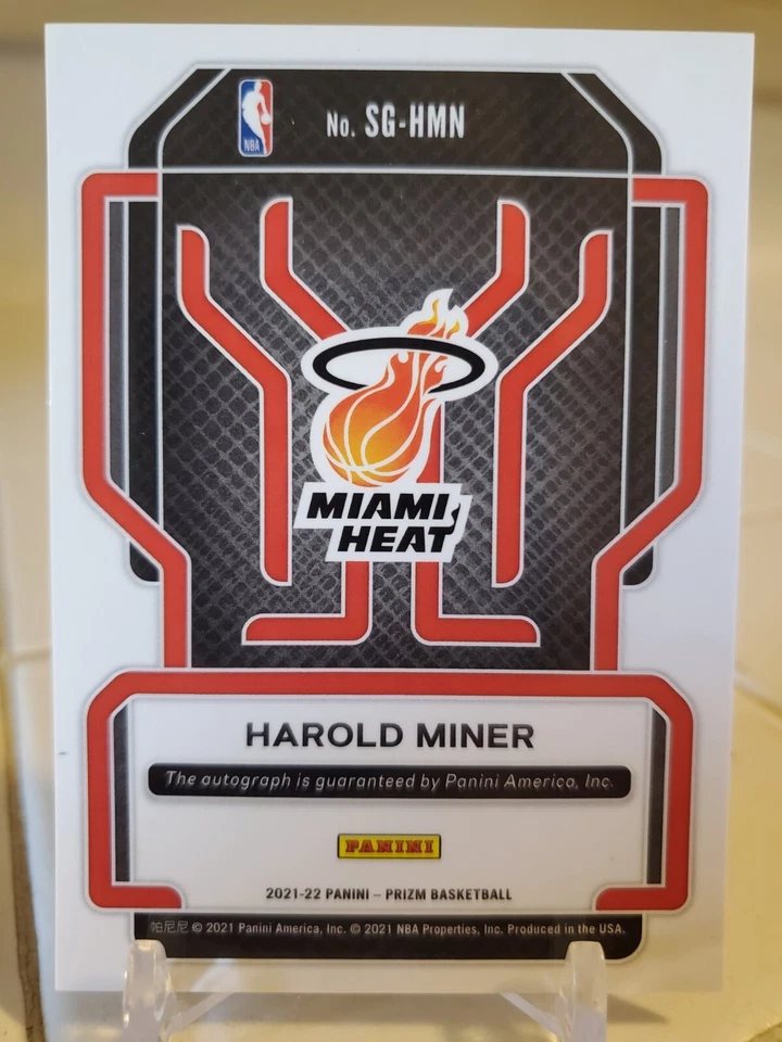 Tarjeta autógrafa Panini Prizm Harold Miner 2022 #SG-HMN MIAMI HEAT USC Dunk Foto 2 de 2