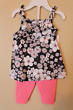 Carter's Floral Top  Pink Leggings 2-Piece Outfit Baby Girl 6 Months NEW