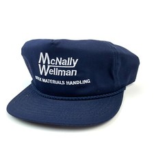 Vintage McNally Wellman Bulk Materials Handling Rope Blue Snapback Trucker Hat