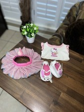 Hello Kitty Build a Bear Cupcake Top Pink Glitter Shirt With Skirt And shoe
