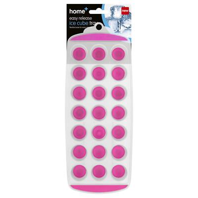 HOME PLUS EASY RELEASE EISWÜRFELSCHALE FLEXIBLE SILIKONBODENFORM 21 LÖCHER ROSA
