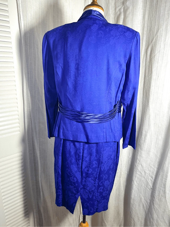 Miss Dorby | Women’s | Dress Suit | Size 14 | Vintage 2 Piece Cerulean Blue Dres - Image 4 of 4