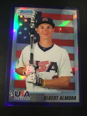 ALBERT ALMORA 2010 1. BOWMAN CHROME PURPLE BASEBALL KARTE #BDPP57 - CHICAGO CUBS