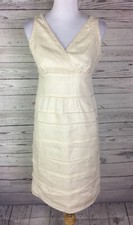 Talbots Sheath Dress Womens Size 4 Beige Surplice V-Neck Raw Edge Sleeveless NWT