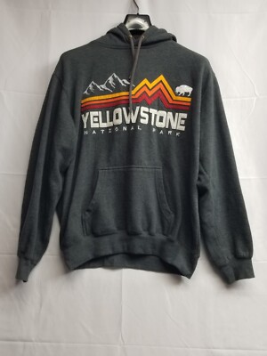 Vintage Prairie Mountain Hoodie Men's Medium Yellowstone Sweatshirt  Embroidered