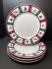 Pfaltzgraff Snow Bear Set Of 4 Dinner Plate 11” Christmas Holiday Stoneware