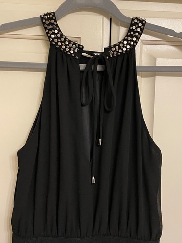 The Clothing Company Black Evening Maxi Dress Halter Neck w/Embellishments Sz S - Picture 3 of 6