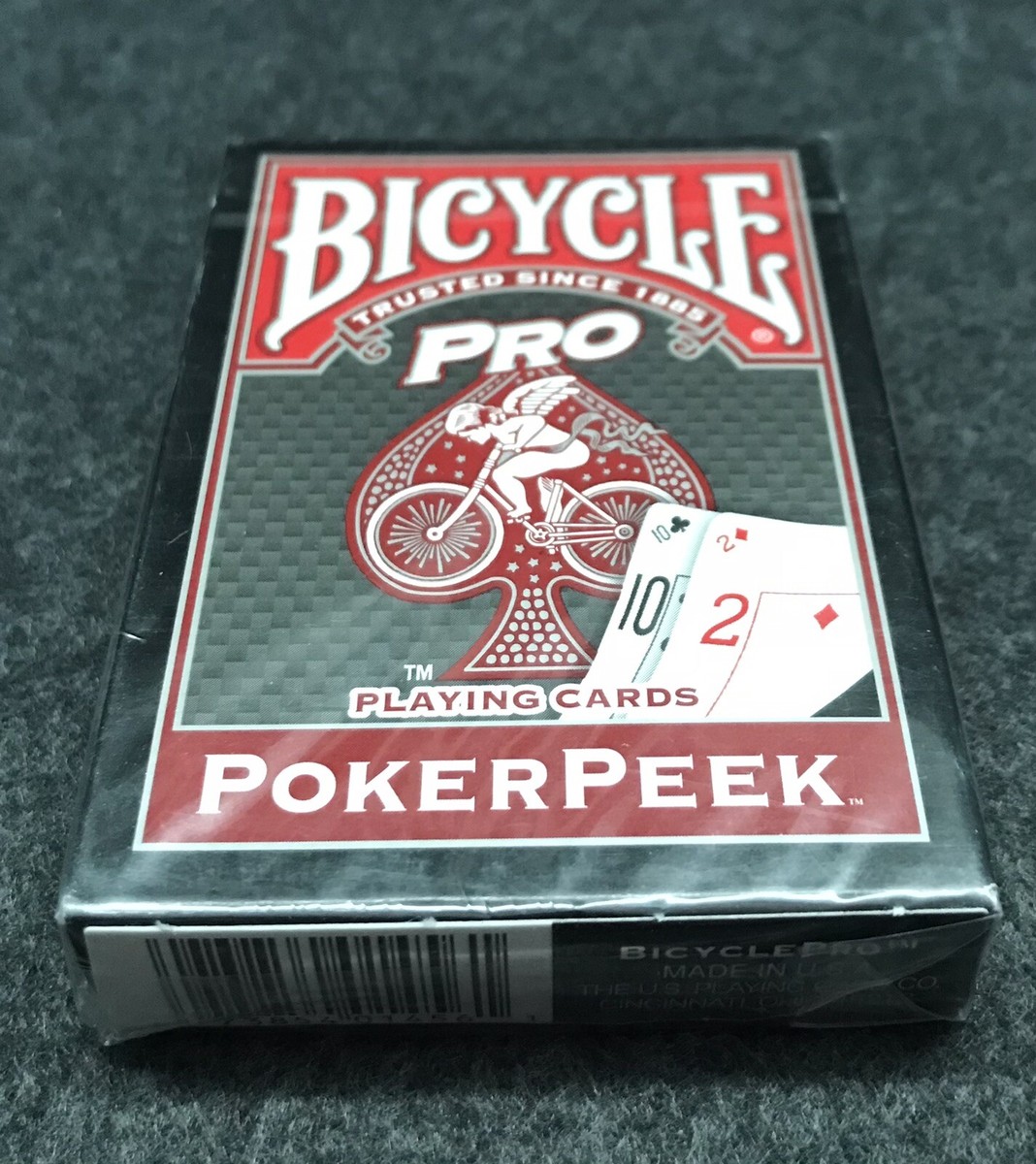Bicycle Pro Poker Peek Spielkarten Rot – Professionelles Poker-Format, Abgeschrägte Kanten, US-hergestellt