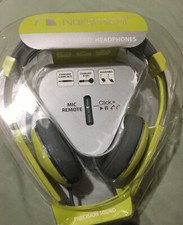 Nakamichi NK2000 Headphones Amplified Stereo Mic PeaGreenYellow NEW Remote