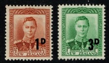 New Zealand 1952 1953 King George VI surcharges SG712-13 MNH