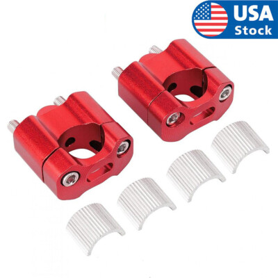 Motorcycle Handlebar Bar Clamps Mounts Risers 7/8'' To 1 1/8'' Adaptor Red New