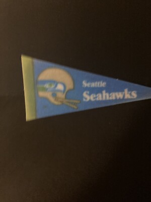 Vintage Seattle Seahawks 9''x4'' Small Mini Pennant Flag 2 Bar Helmet NFL Football