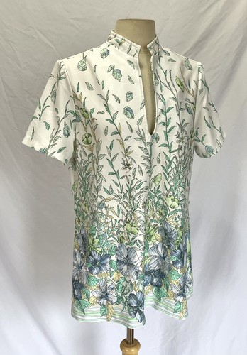 Vtg 1970's Women’s Polyester Knit Flower Vines Short Sleeve Shirt Top Blouse - Picture 3 of 5