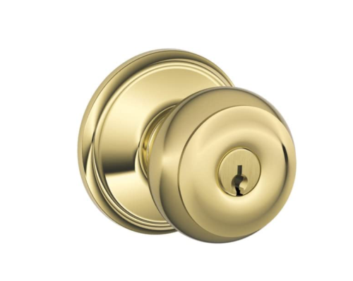 Schlage Georgian Bright Brass Keyed Entry Knob F51a Geo 505 605