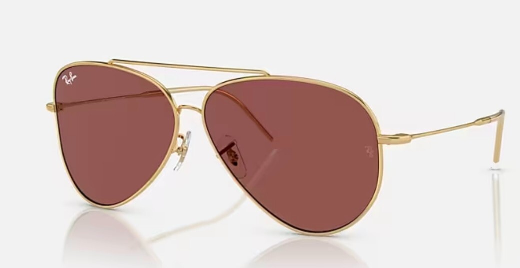 RAY-BAN NEW AVIATOR REVERSE Sunglasses Metal Gold Dark Violet