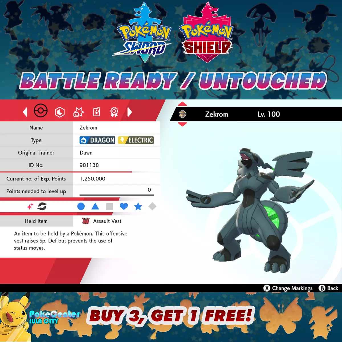 Pokemon Sword and Shield 6IV Shiny Zekrom