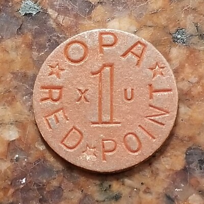 1942-45 OPA RED POINT (X-U) WW2 US RATION TOKEN - #B2044