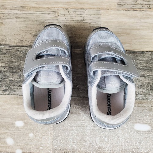 Saucony Jazz HL Baby Girls Shoe Sz 7 M Walker Trainer Silver Hook & Loop Sneaker - Picture 4 of 10