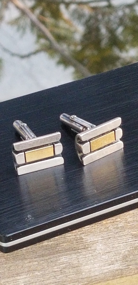 VINTAGE CARTIER CUFFLINKS STERLING SILVER AND 18K GOLD | eBay
