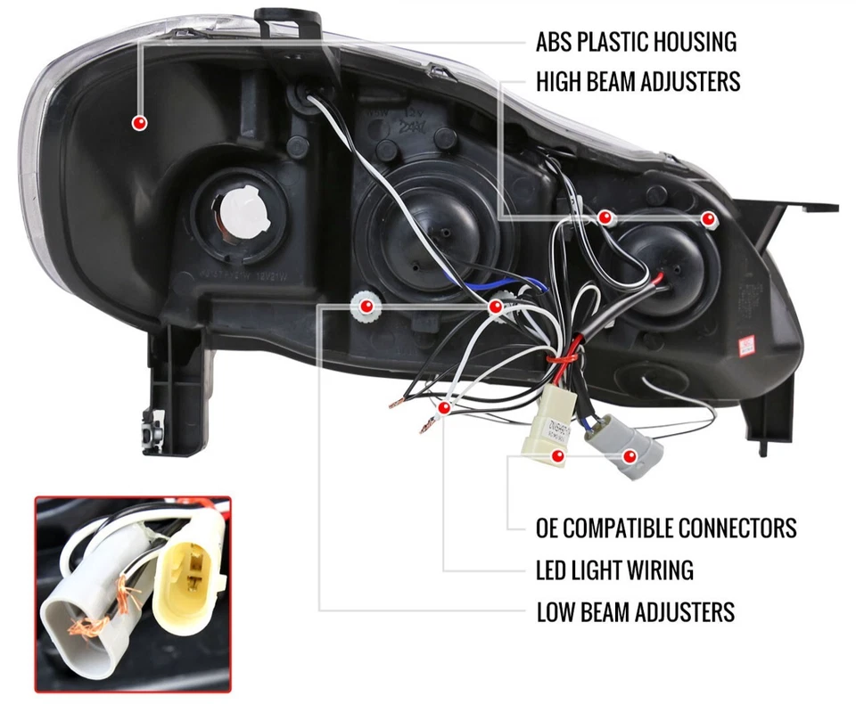Faros halo proyector carcasa humo CE S TRD para Toyota Corolla Base 03-08 Foto 3 de 3