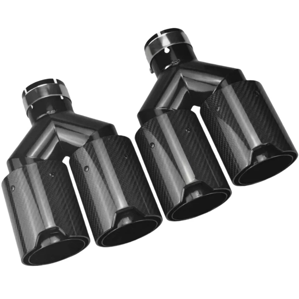 Tubo de escape doble de fibra de carbono para BMW 101 MM de salida 63 mm de entrada Foto 3 de 4