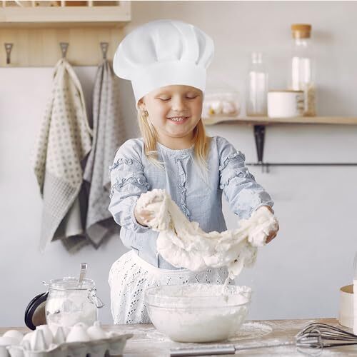 Chef Hat for Kids Adjustable White Chef Hats Elastic Cotton Cooking Cap - Bild 4 von 7