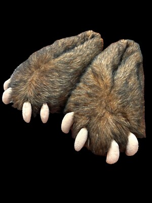VTG 1986 Carousel Monkey Feet Monster Paws Slippers Womens Sz 7 To 8.5
